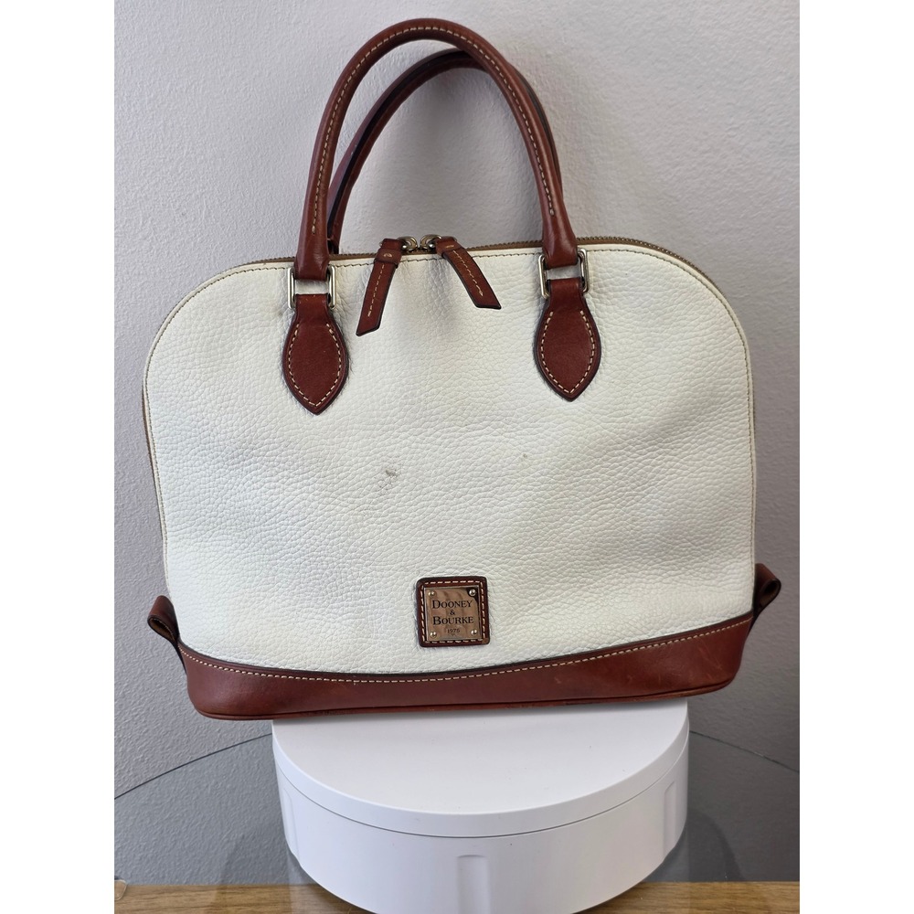 Dooney & Bourke Zip Zip Domed Satchel Pebble Grain Leather Crossbody Bag White
